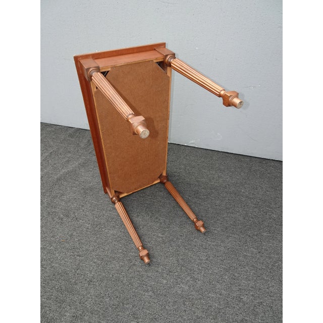 Vintage French Needlepoint Tapestry Bench Stool ~ Green Floral Stitch For Sale - Image 10 of 12