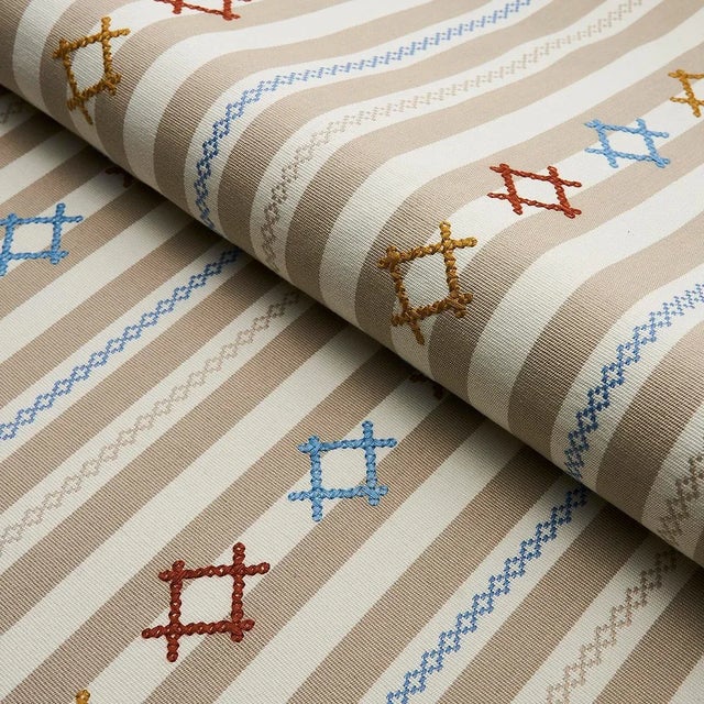 2020s Schumacher Rhodes Stripe Fabric in Neutral For Sale - Image 5 of 6