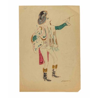 Mino Maccari, The Painter, Watercolor, 1945 For Sale