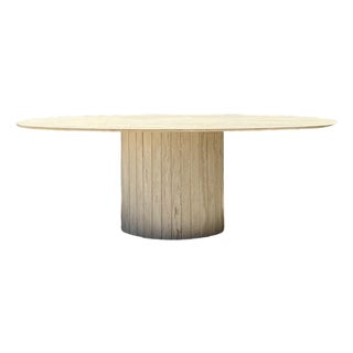 Vintage Italian Travertine Oval Dining Table For Sale