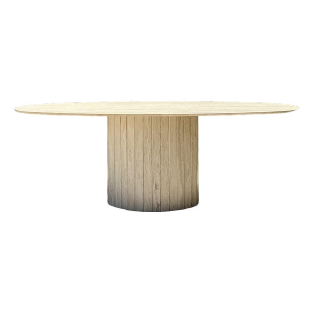 Vintage Italian Travertine Oval Dining Table For Sale