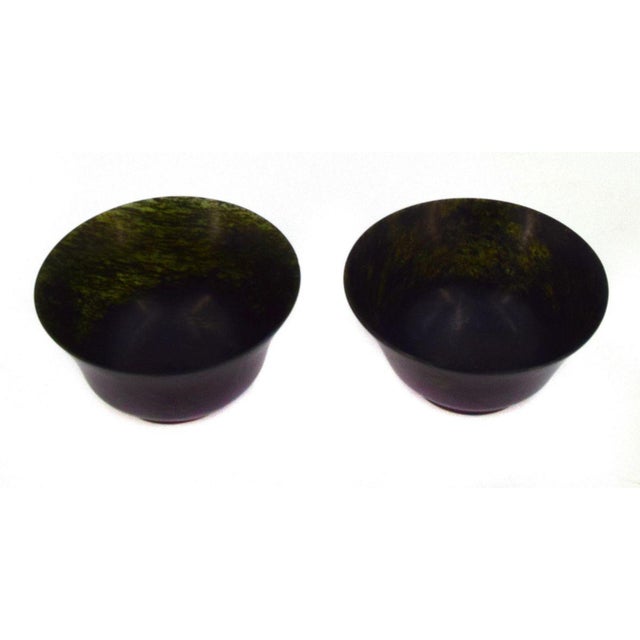 Couple of green jade Chinese bowls.