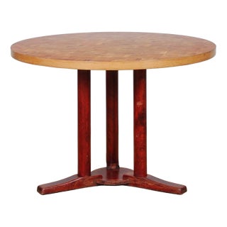 Round Wooden Dining Table, 1980s For Sale