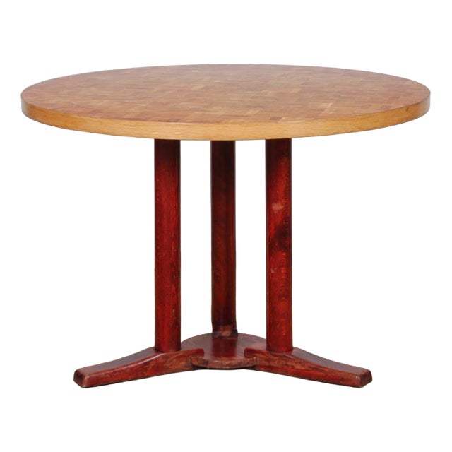 Round Wooden Dining Table, 1980s For Sale
