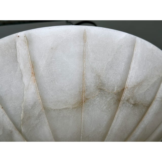 1980s French Directoire Style Incised Star Alabaster Flush Mounts - Pair For Sale - Image 11 of 18