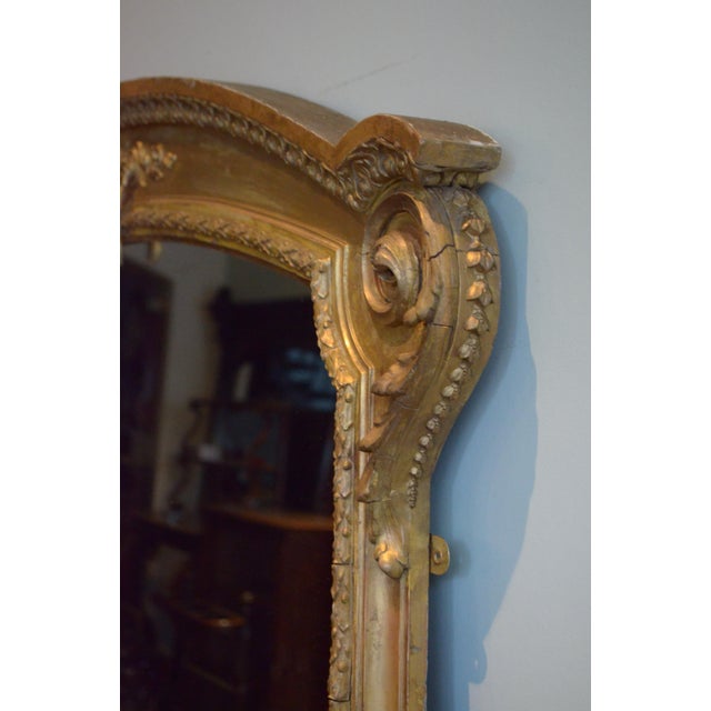 Large Victorian Giltwood Arched Overmantel Mirror, 1850 For Sale - Image 10 of 15