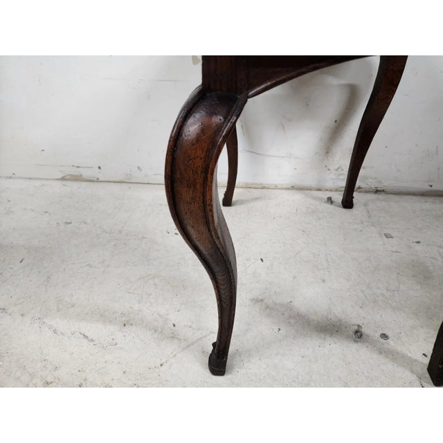 Country French Side Table Leather Top Oak Antique For Sale - Image 11 of 12