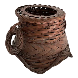 Circa 1920s Vintage American Woven Wicker Basket, Looped Handles