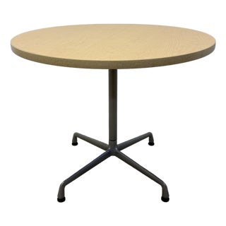 Charles and Ray Eames Round Oak Veneer Pedestal Dining Table for Herman Miller For Sale