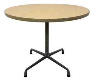 Charles and Ray Eames Round Oak Veneer Pedestal Dining Table for Herman Miller