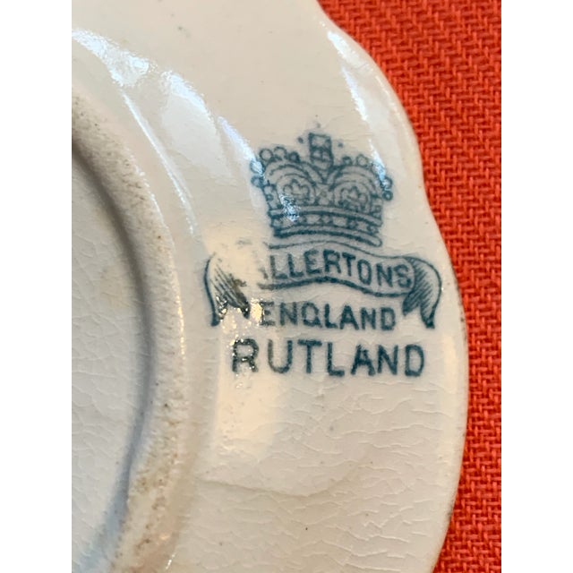 Late 19th Century Antique Allertons English Teal Transferware Scalloped Butter Pats Set of 8 For Sale - Image 5 of 12