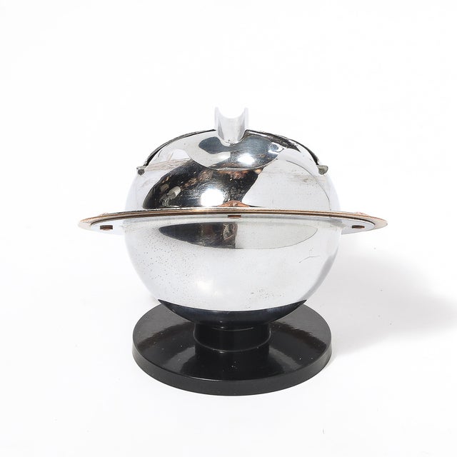 Art Deco Revere Saturn Ashtray in Chrome, Brass & Bakelite For Sale - Image 4 of 13