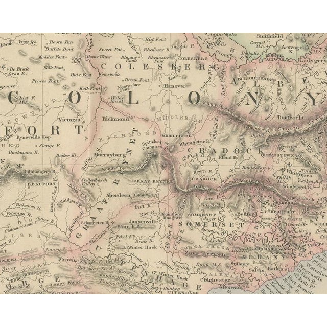 19th Century Antique Map of South Africa with the Peninsula of the Cape Inset, 1860 For Sale - Image 5 of 8