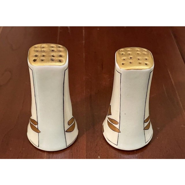 1930s Circa 1920s Thomas Sevres of Bavaria Hand Painted Art-Deco Platter, Salt Pepper Shaker, Side Plate Set- 4 Pieces For Sale - Image 5 of 8