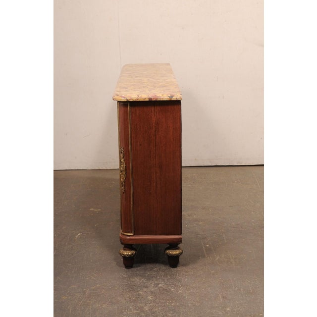 Wood Early 20th Century French Marble Top Console w/Tambour Doors For Sale - Image 7 of 11