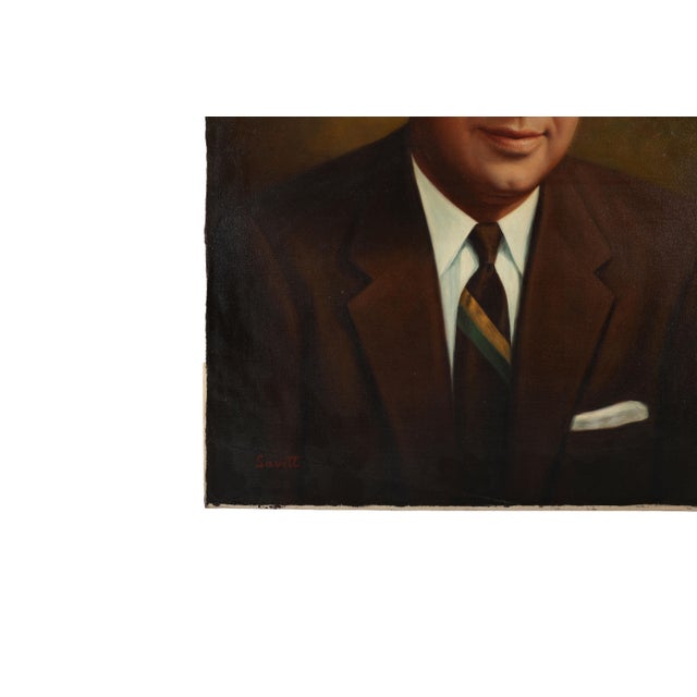 1960's Original Painting of a Businessman Altered With Antlers For Sale - Image 6 of 13