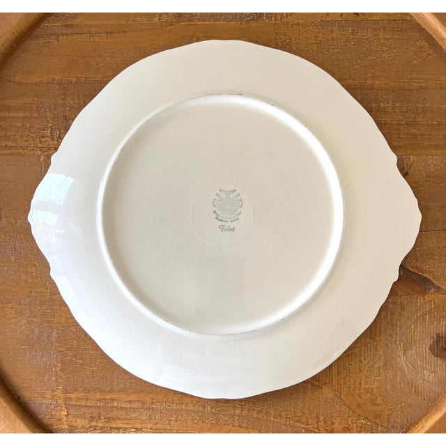 French Vintage Villeroy & Boch Fides Blue & White Porcelain Platter Saar Economic Union Era (1947-1956). Mettlach France Marked For Sale - Image 3 of 8