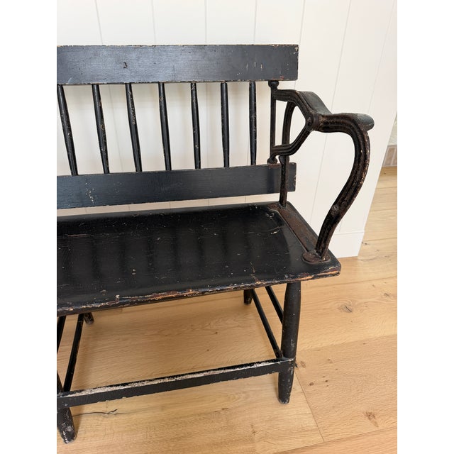 Antique Spindle Back Railway Bench For Sale - Image 12 of 12