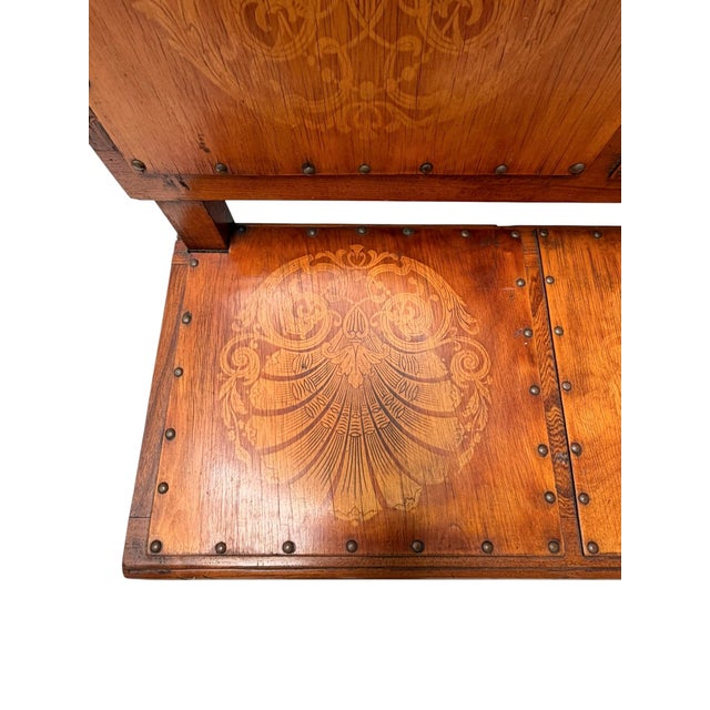 Art Nouveau Dutch Hall Bench in Elm and Beech, 1900s For Sale - Image 14 of 16