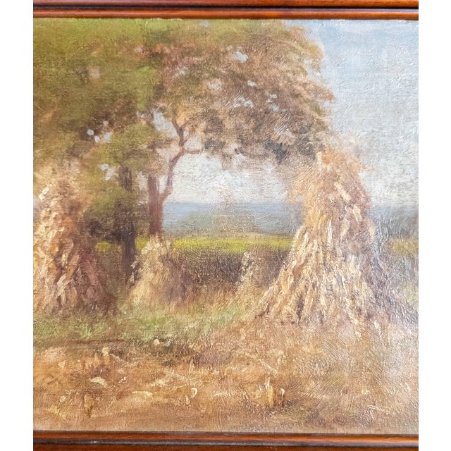 20th Century American Tonalist Fall Landscape With Corn Stalks by William Charles Stevens For Sale - Image 4 of 15