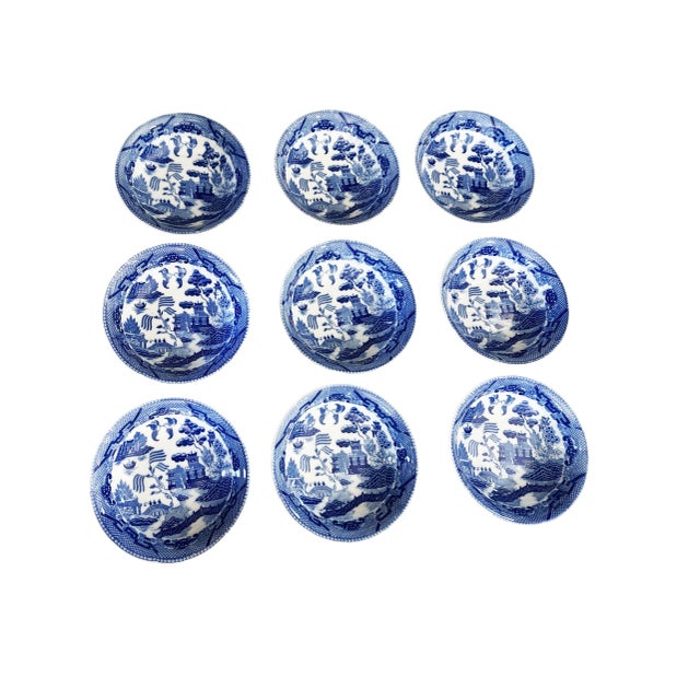 Vintage Blue and White Willow Pattern Decorative Set of 21 Plates Made in Japan For Sale - Image 9 of 12