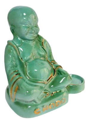 Crodo Advertising Buddha Figure Green Pottery Change Dish, 1950s