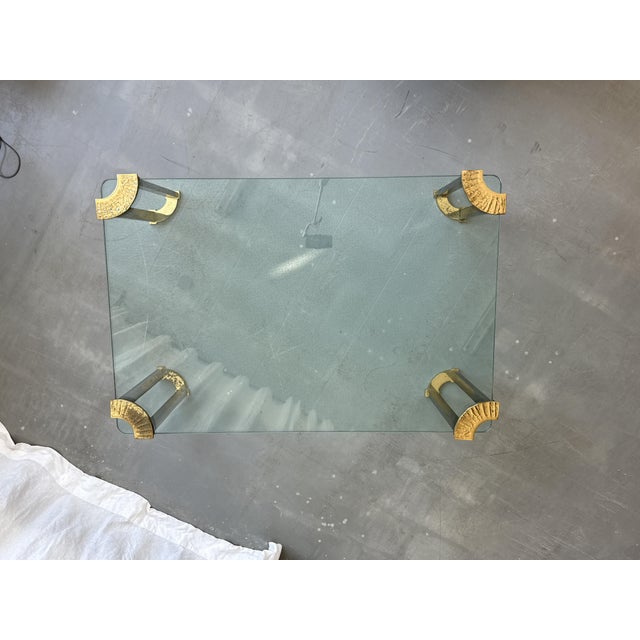 Mid-Century Modern Hollywood Regency Brass and Glass Coffee Table attributed to Peter Ghyczy, 1970s For Sale - Image 3 of 18