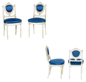 Italian Gustavian Style Dining Chairs and Sofa, Set of 6