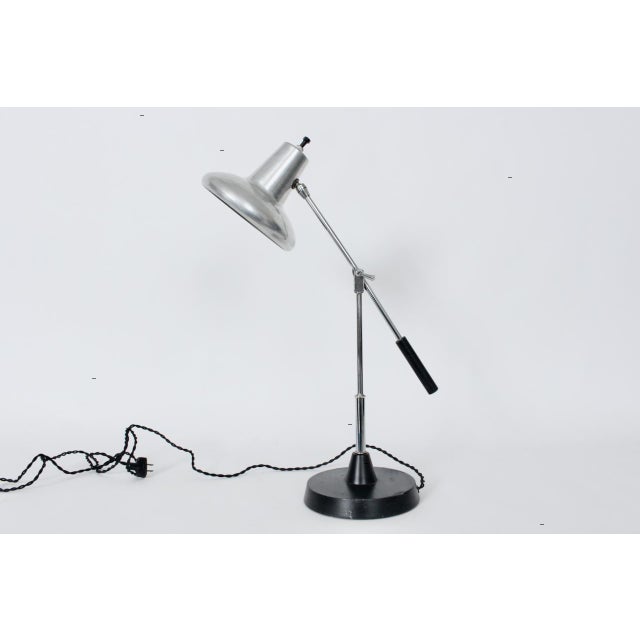 Articulating Chrome & Black Enamel Desk Lamp with Aluminum Shade, Circa 1960's For Sale - Image 6 of 12