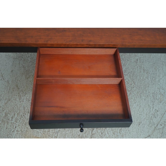 1990s 1990s Country 1 Drawer Cherry Dining Room Table W. Black Legs For Sale - Image 5 of 17