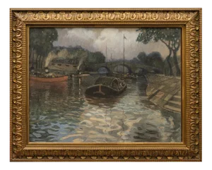 Rudolf Quittner, Seine Canal, 1904, Pastel, Framed