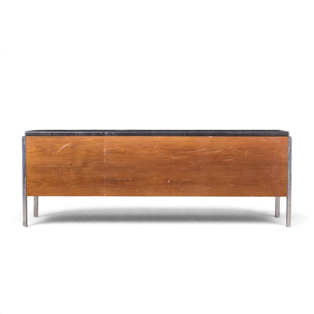 Stow & Davis Mid Century Walnut, Leather and Chrome Credenza For Sale - Image 9 of 11