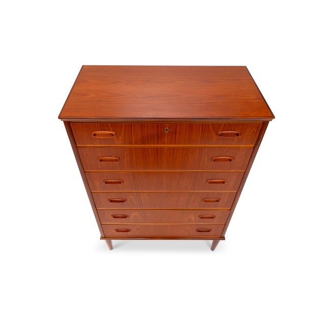 Vintage Danish Mid-Century Teak Six-Drawer Tallboy Dresser For Sale In San Francisco - Image 6 of 6
