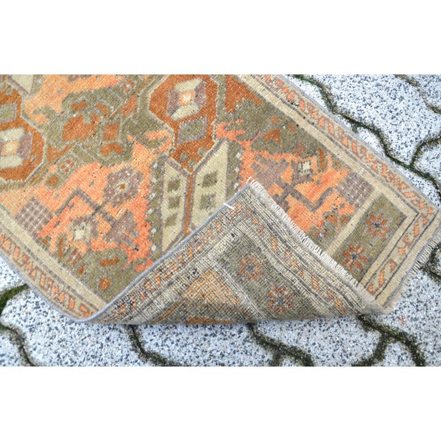 1960s 1960s Vintage Orange and Brown Rug For Sale - Image 5 of 6