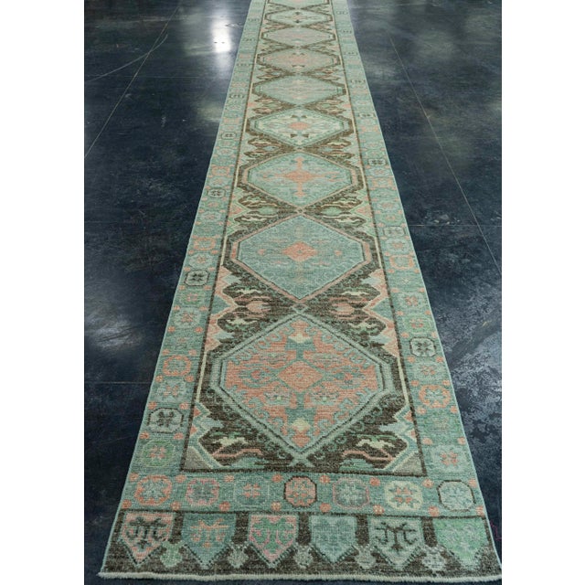 Green Turkish Oushak Rug 2'11" x 20'1" #20093 For Sale - Image 8 of 8