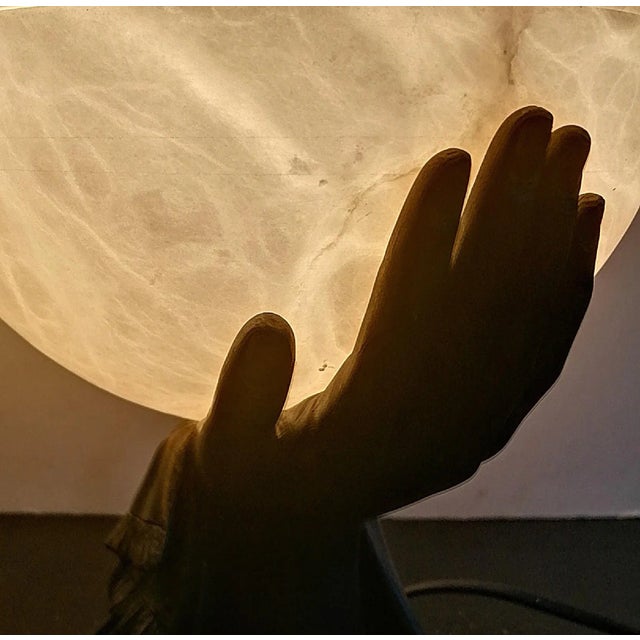 Vintage Art Deco Style French Natural Alabaster Table Lamp For Sale - Image 10 of 18