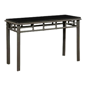 Vintage Cane Console with Polished Granite Top