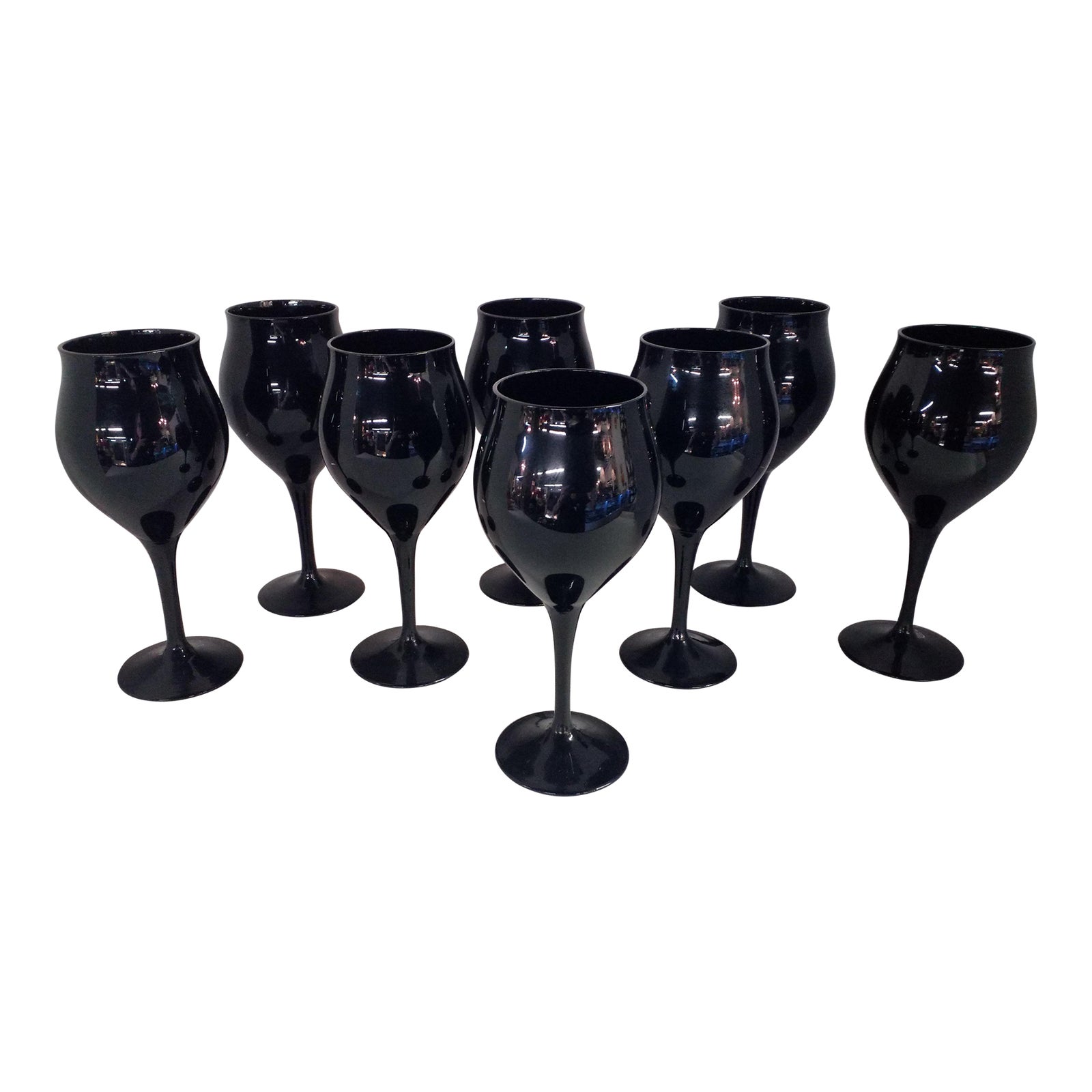 1990s Belkraft Black Crystal Wine Glasses Set of 8 Chairish