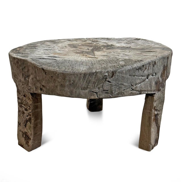 Low Rustic Antique Grey Wood Coffee Table For Sale - Image 4 of 5