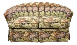 Vintage Floral Print 60" Fully Upholstered Channel Back Loveseat Sofa by Harden