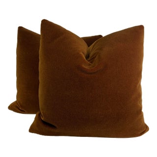 Brunschwig & Fils "Bachelor Mohair" in Autumn 22" Pillows-a Pair For Sale