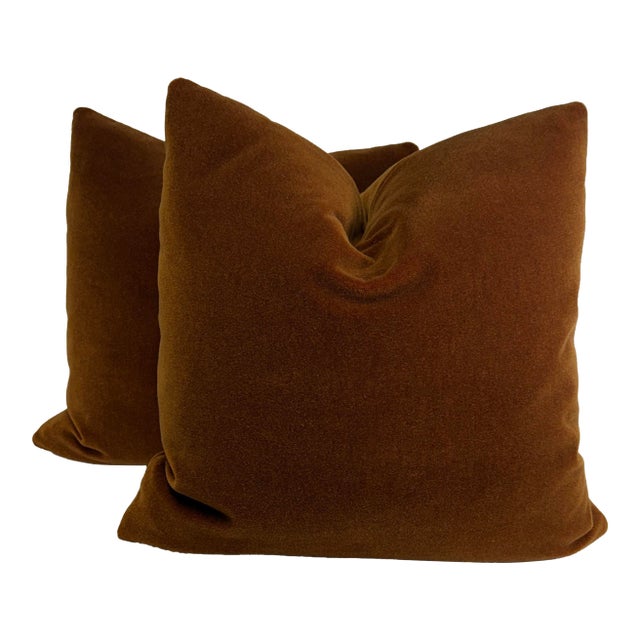 Brunschwig & Fils "Bachelor Mohair" in Autumn 22" Pillows-a Pair For Sale