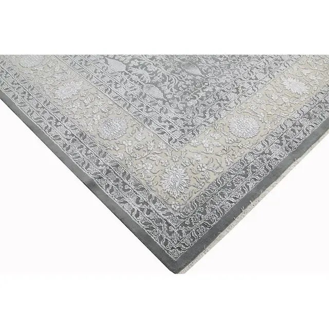 Textile Handwoven Gray/Cream Transitional Persian Tabriz Style Area Rug 10'2" X 14'3" For Sale - Image 7 of 11
