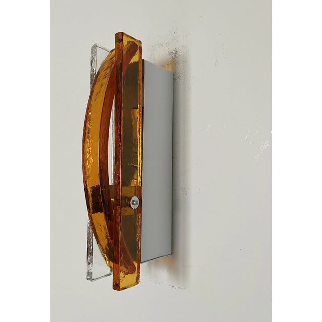 1970s Italian Amber Murano Wall Lights from Poliarte, 1970s, Set of 2 For Sale - Image 5 of 10