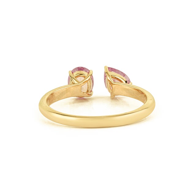 1.16ct Pink Sapphire Toi Et Moi Open Ring Size 5.5 in 14k Gold For Sale - Image 10 of 15