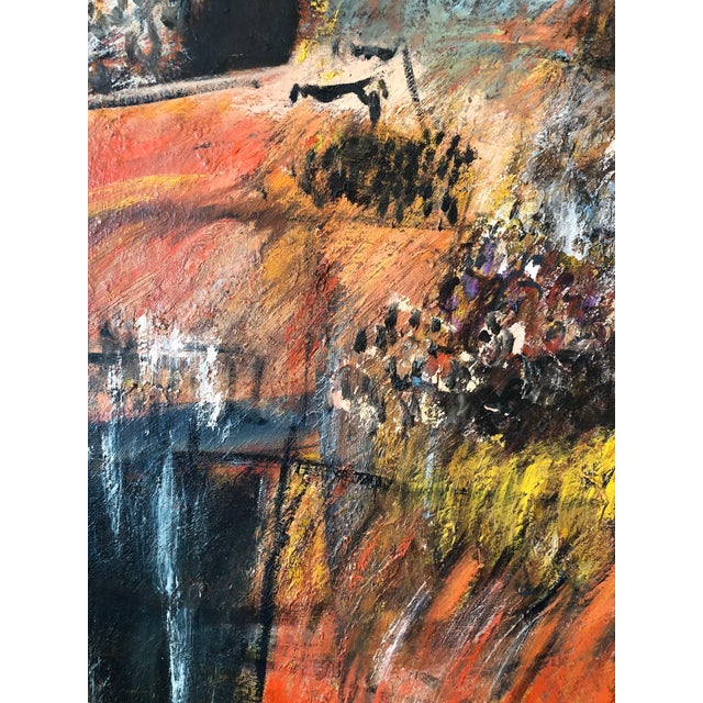 Textile Yonia Fain, Jewish Mexican Avant Garde Fiesta of Guadalupe Expressionist Oil Painting, c.1940's For Sale - Image 7 of 12