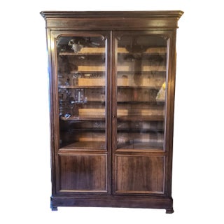 Large Walnut Veneer & Oak Cabinet For Sale