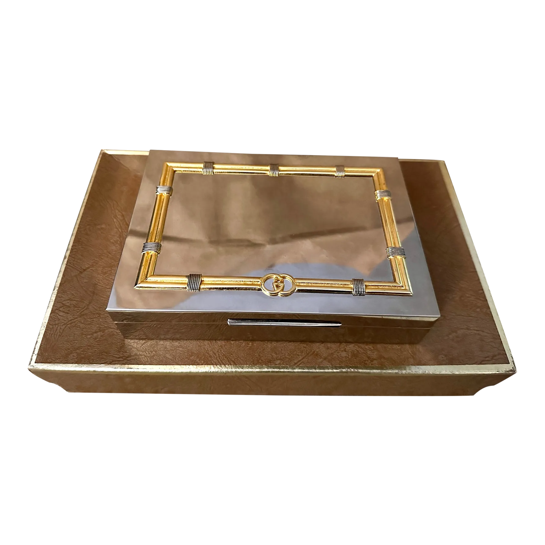 Vintage 1960's Gucci Silver/Gold Plate Trinket Box | Chairish