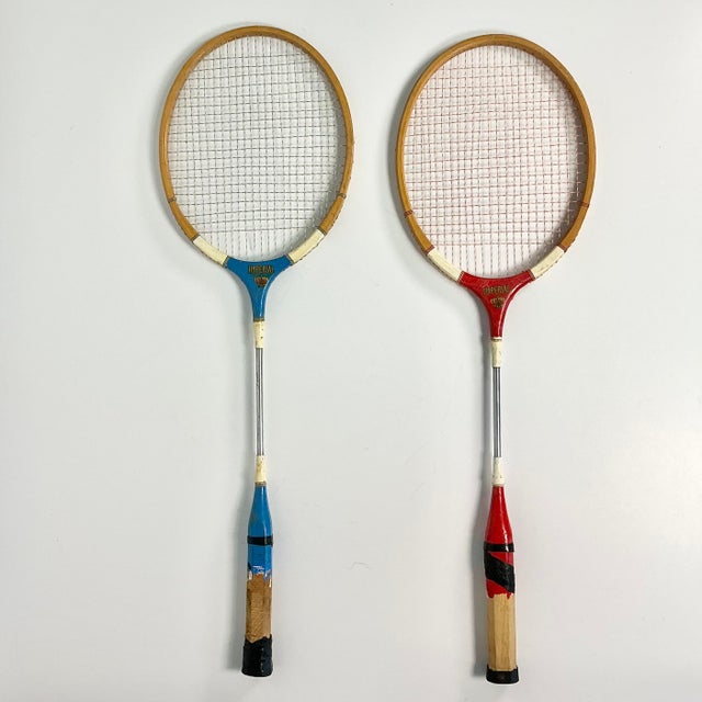 Mid-Century Boho Chic Vintage Badminton Rackets - Set of 2. For Sale - Image 4 of 10