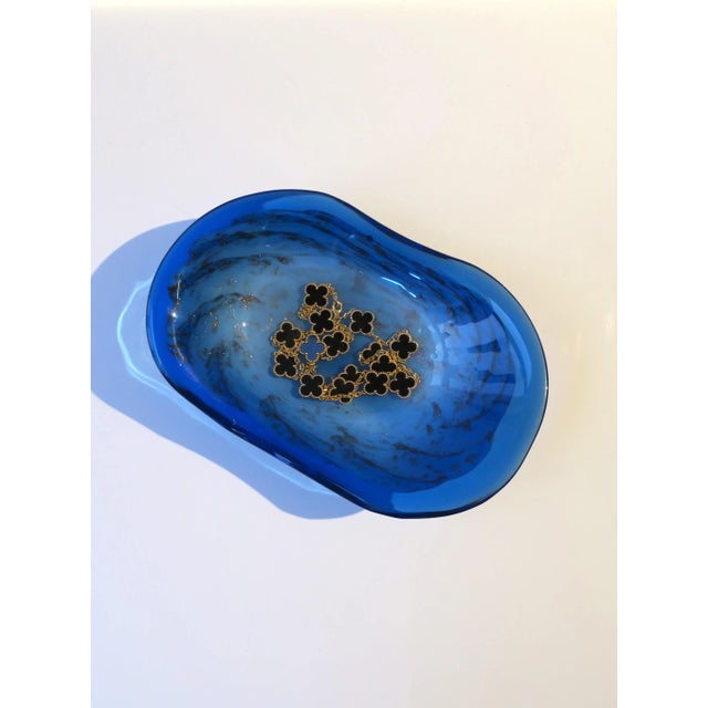 Late 20th Century Blue and White Art Glass Bowl For Sale - Image 5 of 9